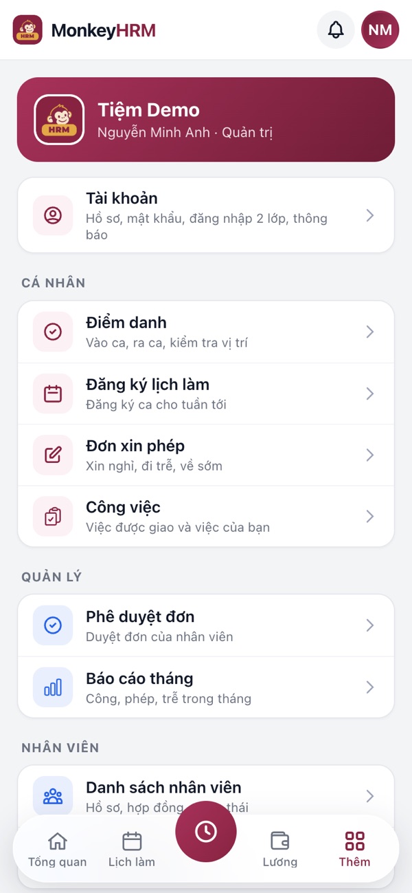 MonkeyHRM cài như một ứng dụng trên điện thoại